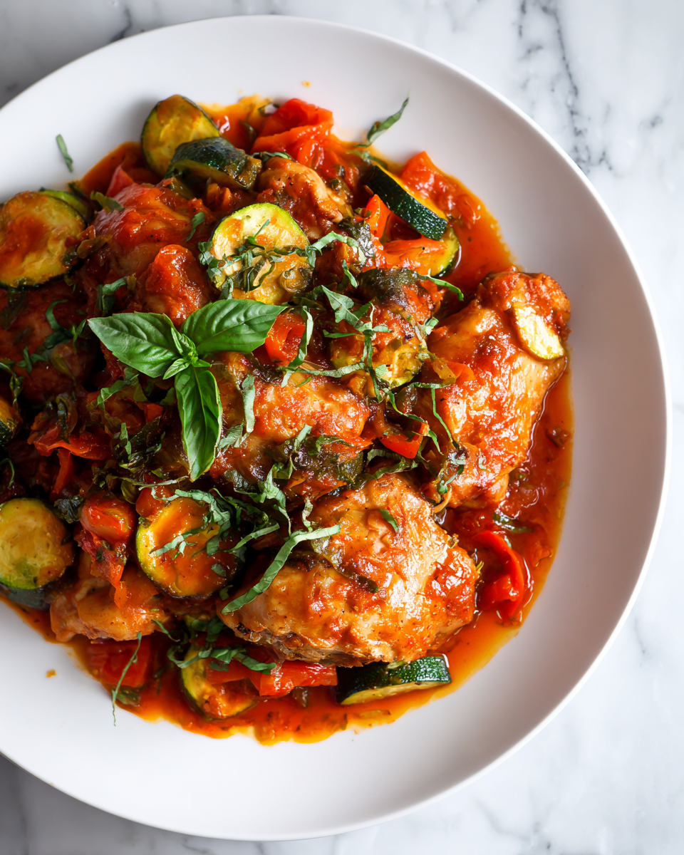Recette de Cacciatore de Poulet à la Mijoteuse : poulet tendre et légumes dans une sauce savoureuse
