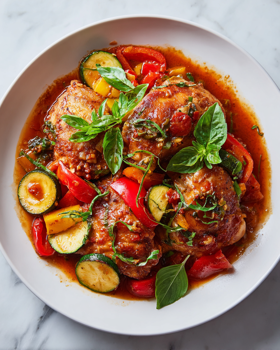 Recette de Cacciatore de Poulet à la Mijoteuse : poulet tendre et légumes dans une sauce savoureuse