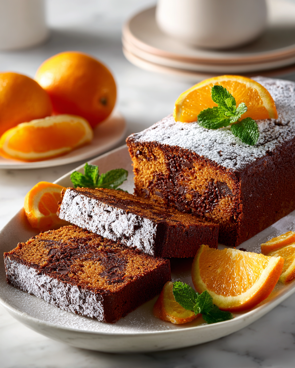Cake moelleux au chocolat noir et à l'orange, parfait pour les fêtes, facile à préparer, recette délicieuse
