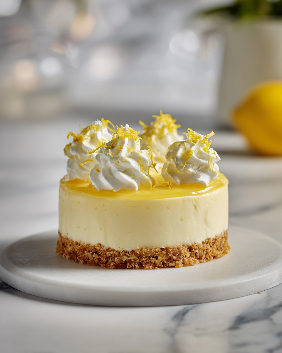 Recette de cheesecake au macaron au citron, un dessert crémeux et acidulé parfait pour le printemps.
