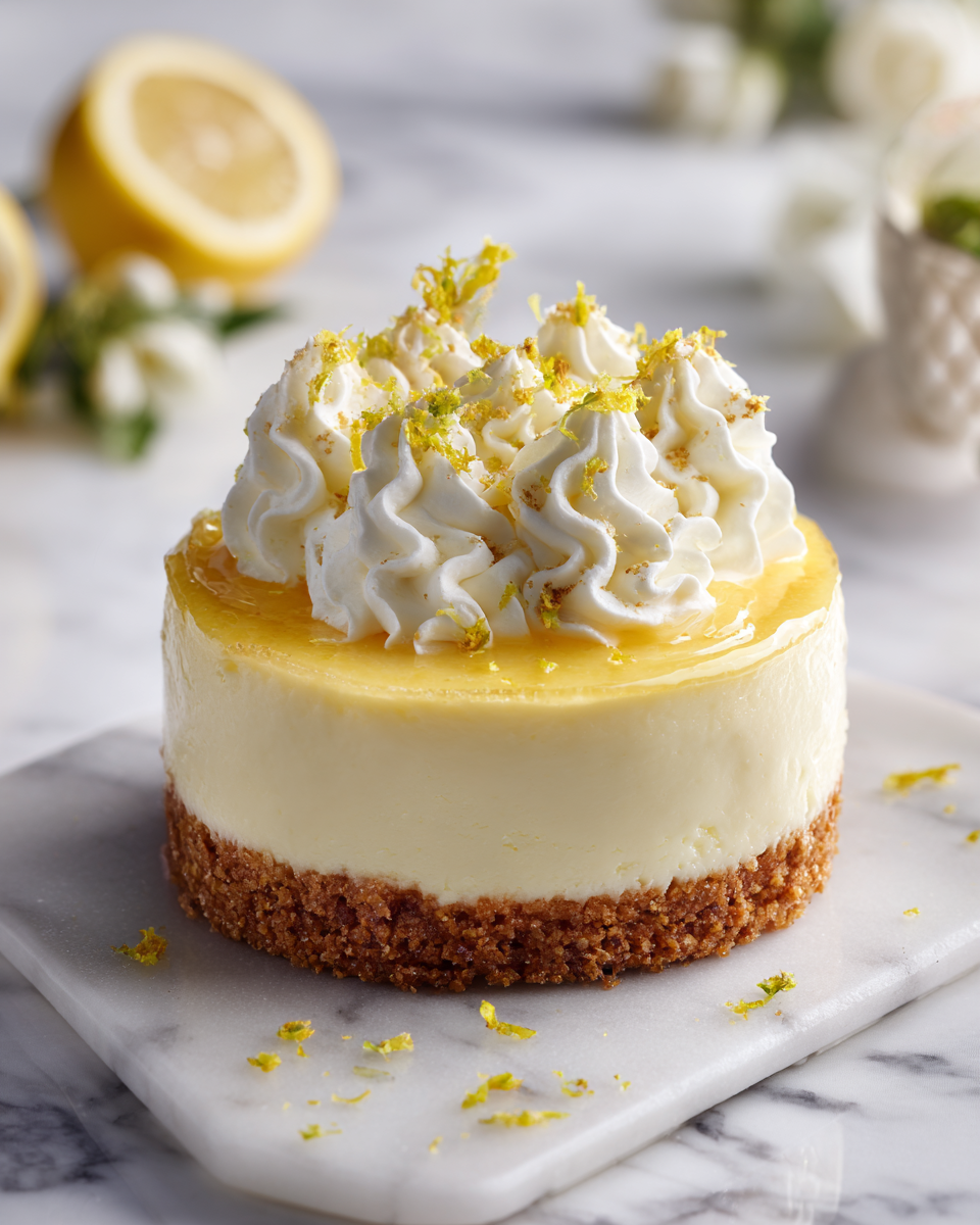 Recette de cheesecake au macaron au citron, un dessert crémeux et acidulé parfait pour le printemps.