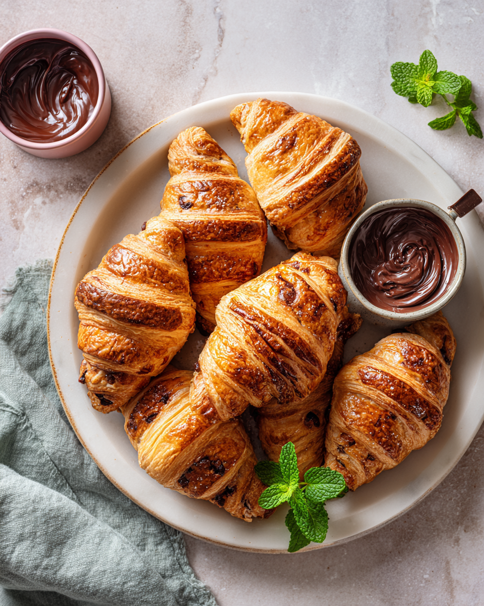 Croissants aux Pépites de Chocolat Fondants Recette délicieuse de croissants aux pépites de chocolat, parfaits pour l'automne, réconfortants et faciles à préparer.