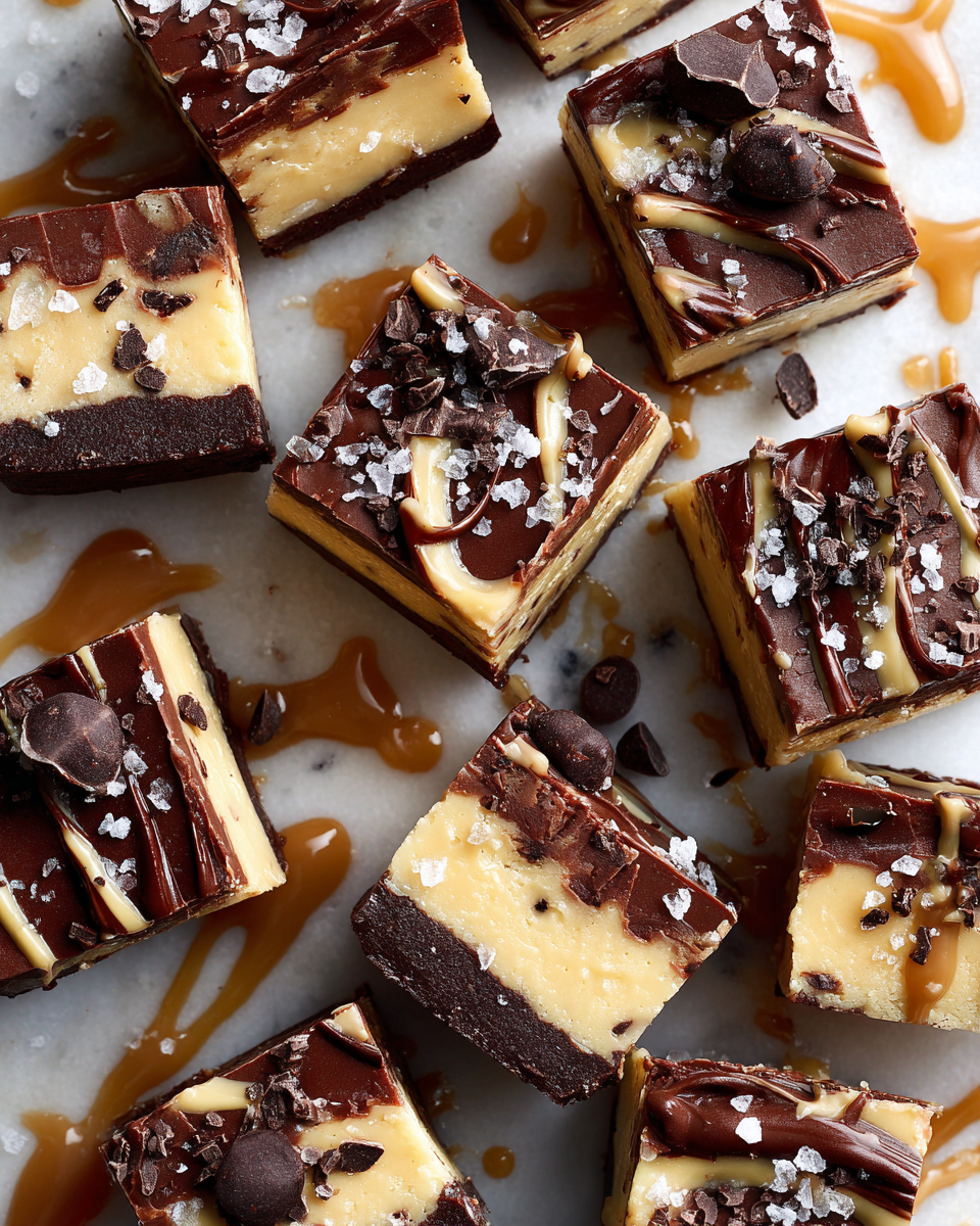 Fudge chocolat et caramel décadent, dessert festif à préparer en 30 minutes, 16 portions, idéal pour impressionner vos invités.