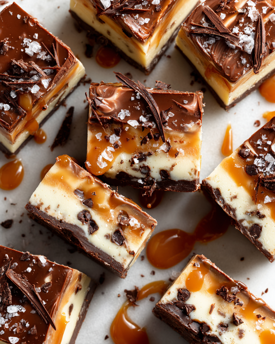 Fudge chocolat et caramel décadent, dessert festif à préparer en 30 minutes, 16 portions, idéal pour impressionner vos invités.