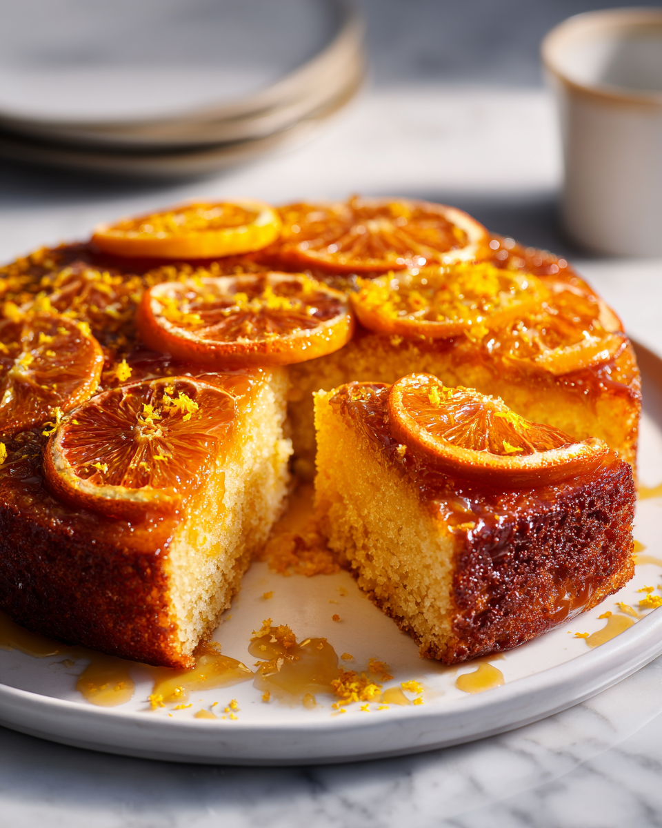 Gâteau à l'envers aux oranges, dessert d'automne moelleux et caramélisé