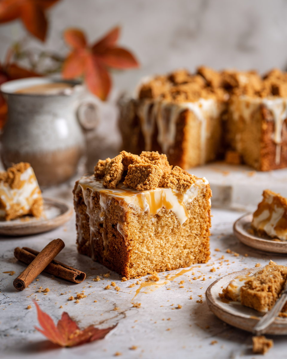 Gâteau moelleux au lait Biscoff, idéal pour les fêtes d'automne et les célébrations en famille, facile à préparer et plein de saveurs