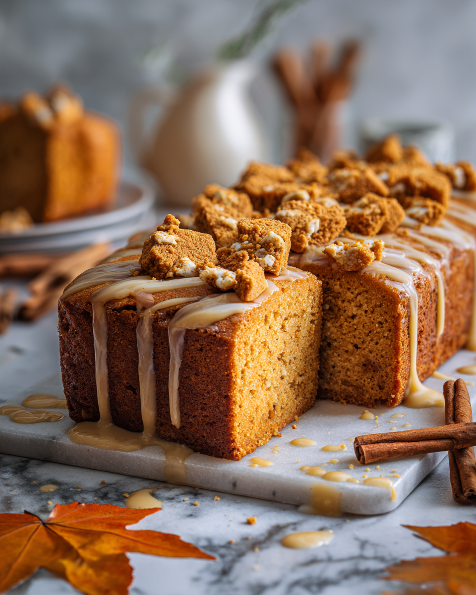 Gâteau moelleux au lait Biscoff, idéal pour les fêtes d'automne et les célébrations en famille, facile à préparer et plein de saveurs