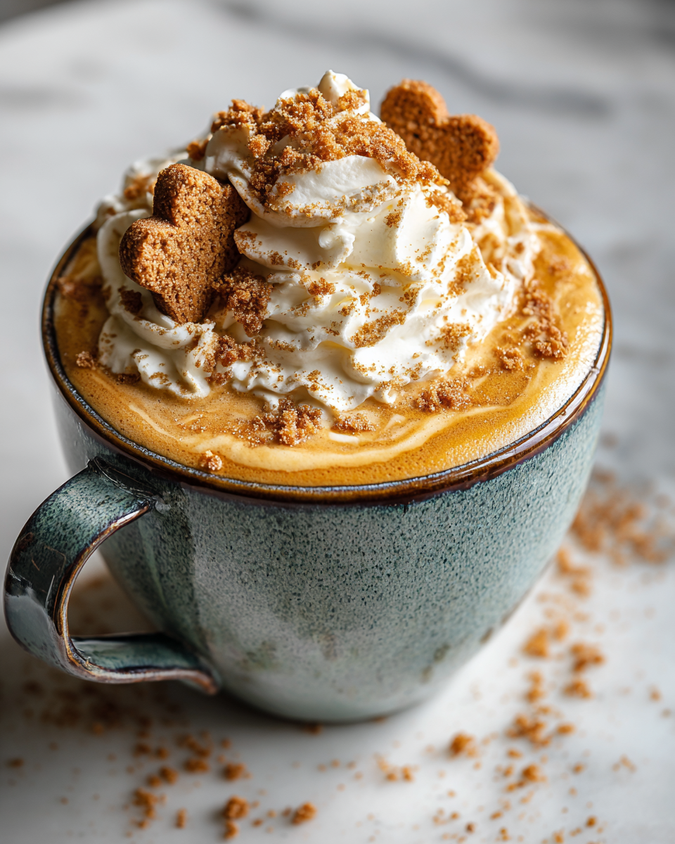 Latte au pain d'épice fait maison, une boisson festive et réconfortante pour l'hiver, parfaite à savourer chez soi.