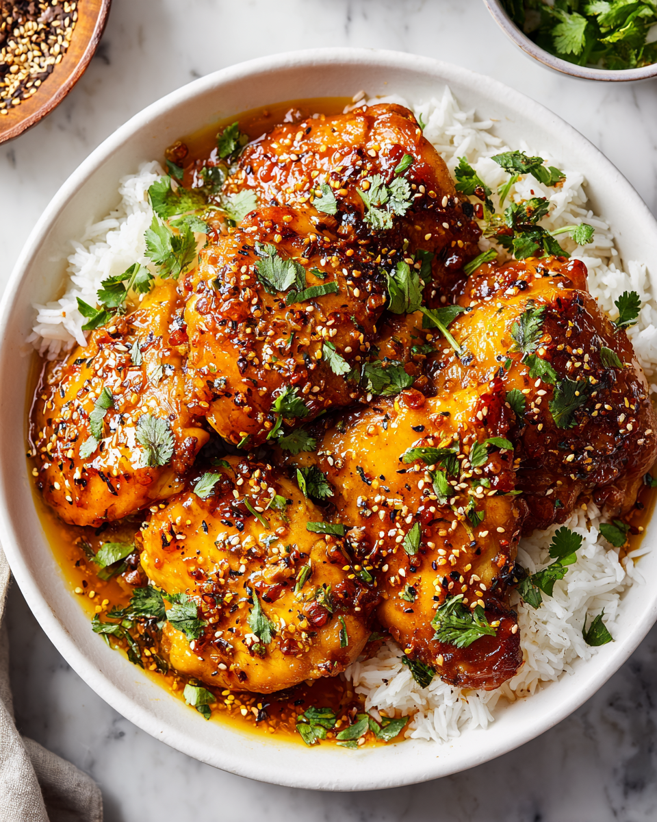 Recette rapide de poulet au miel et piment, savoureux et facile à préparer, parfait pour vos dîners festifs.