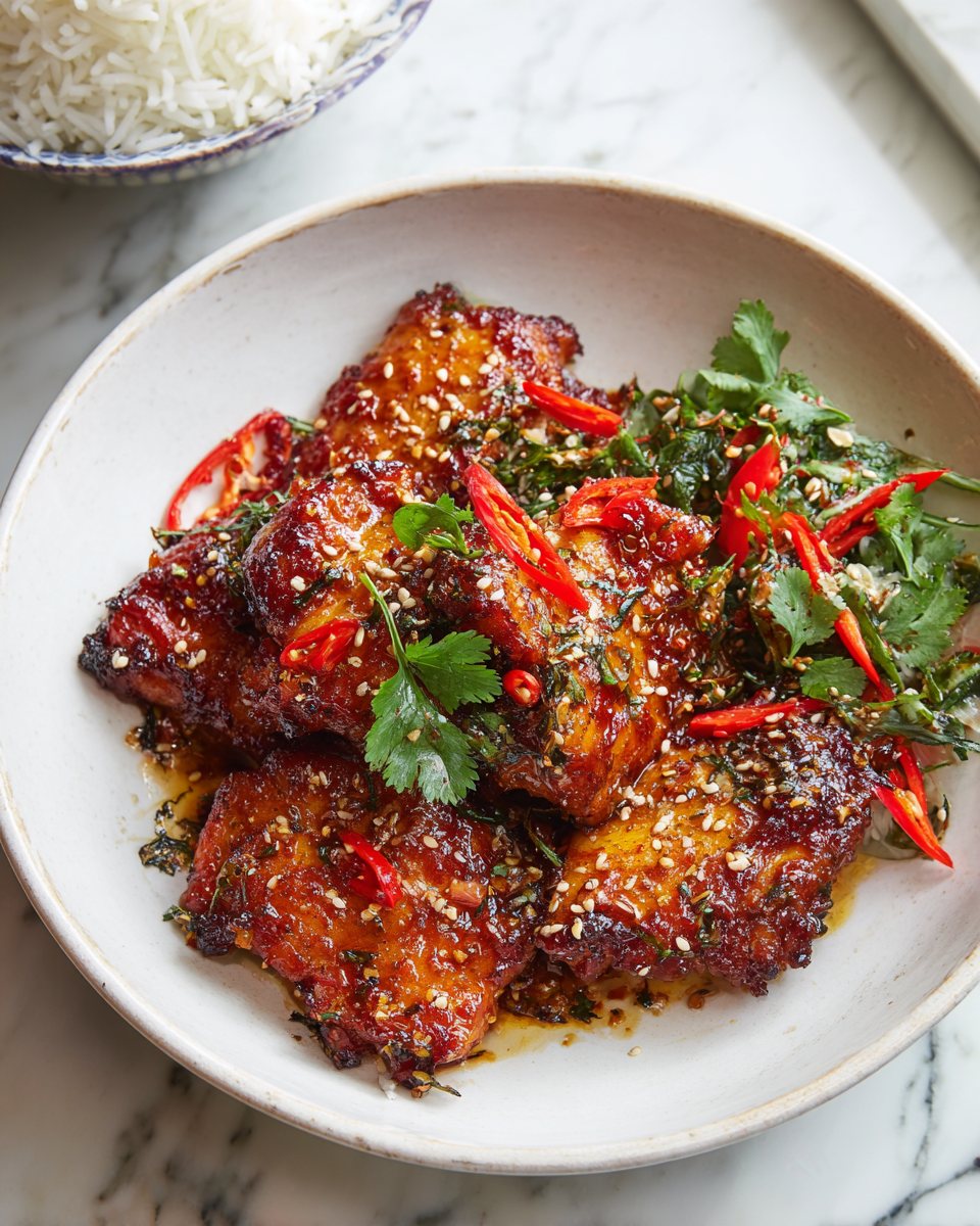 Recette rapide de poulet au miel et piment, savoureux et facile à préparer, parfait pour vos dîners festifs.