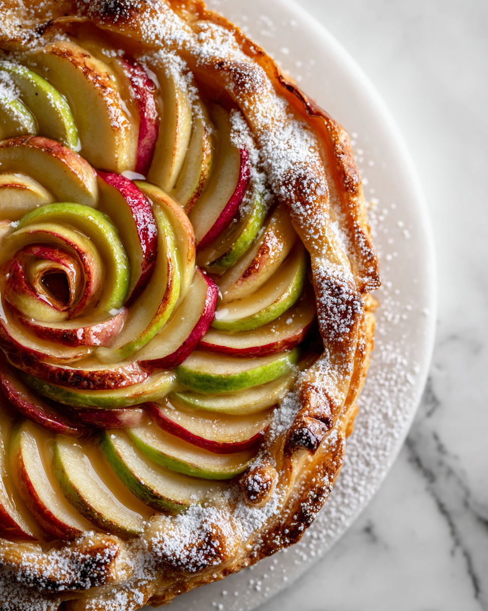 Délicieuses roses de pâte feuilletée aux pommes, un dessert élégant et savoureux pour l'automne.
