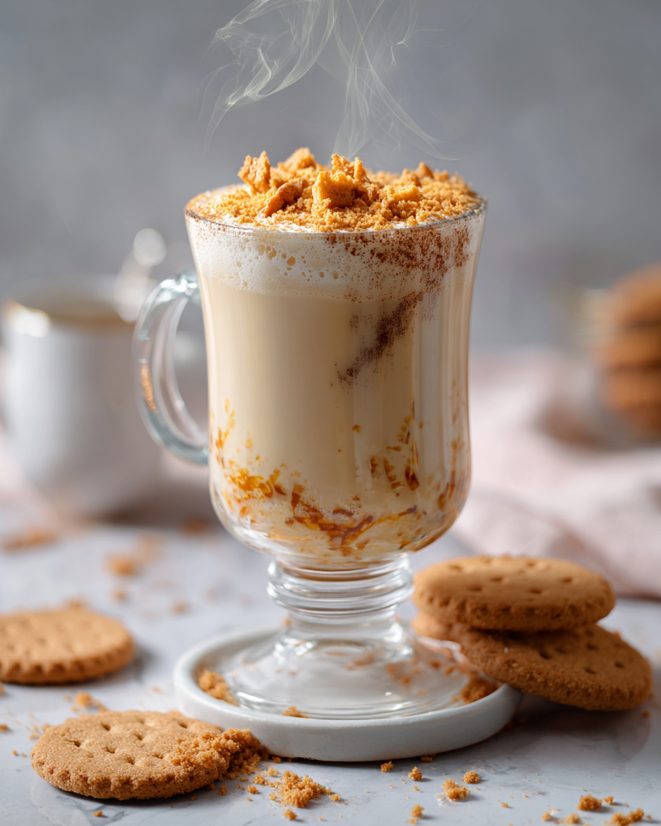 Le thé au lait de biscuit sucré pour les soirées d'automne Thé au lait de biscuit sucré, recette réconfortante pour l'automne, boisson chaude délicieuse avec des biscuits.