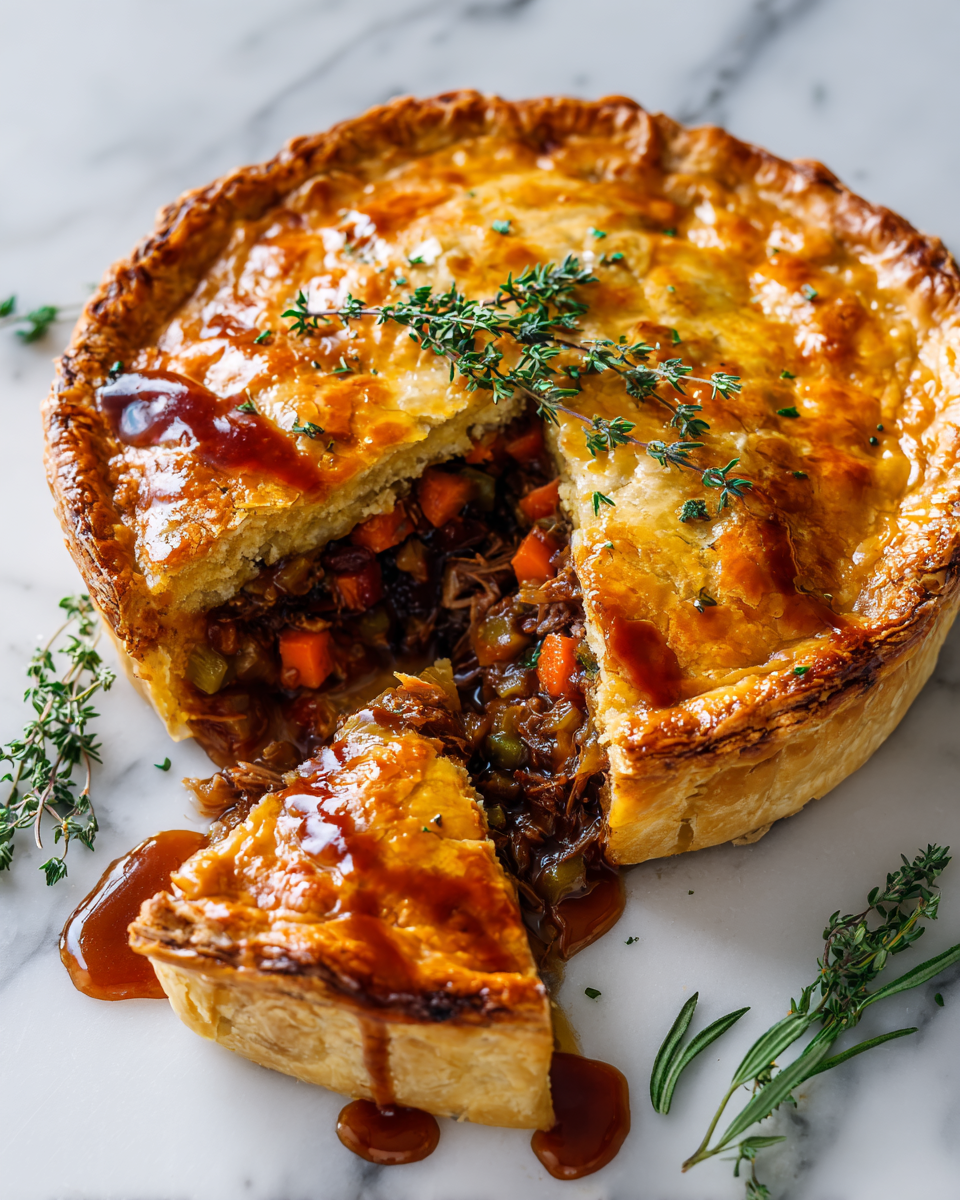Tourte d'agneau mijotée, un plat réconfortant pour les soirées d'automne, savoureux et facile à préparer.