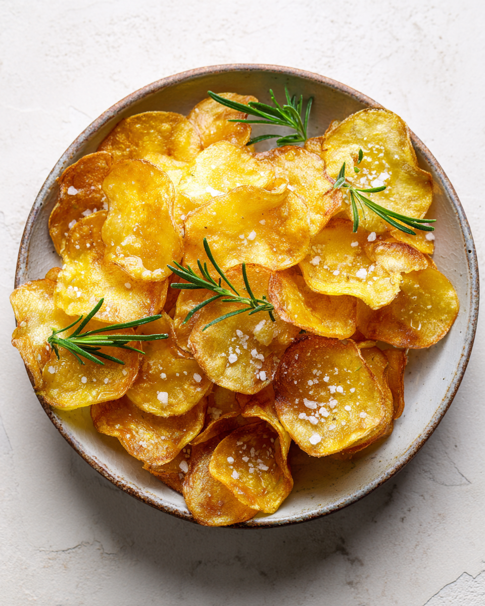 Savourez des Chips Croustillantes à la Friteuse à Air Recette de chips croustillantes à la friteuse à air, pommes de terre Yukon Gold, en-cas rapide et délicieux.