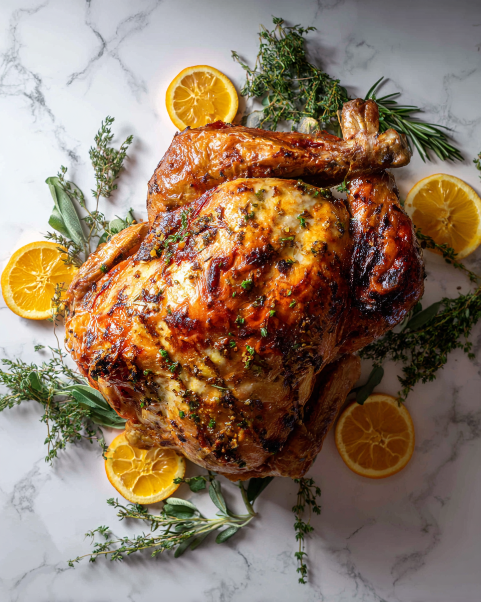 Dinde fumée au thé avec épices, recette succulente pour les fêtes, juteuse et savoureuse, idéale pour un repas en famille.