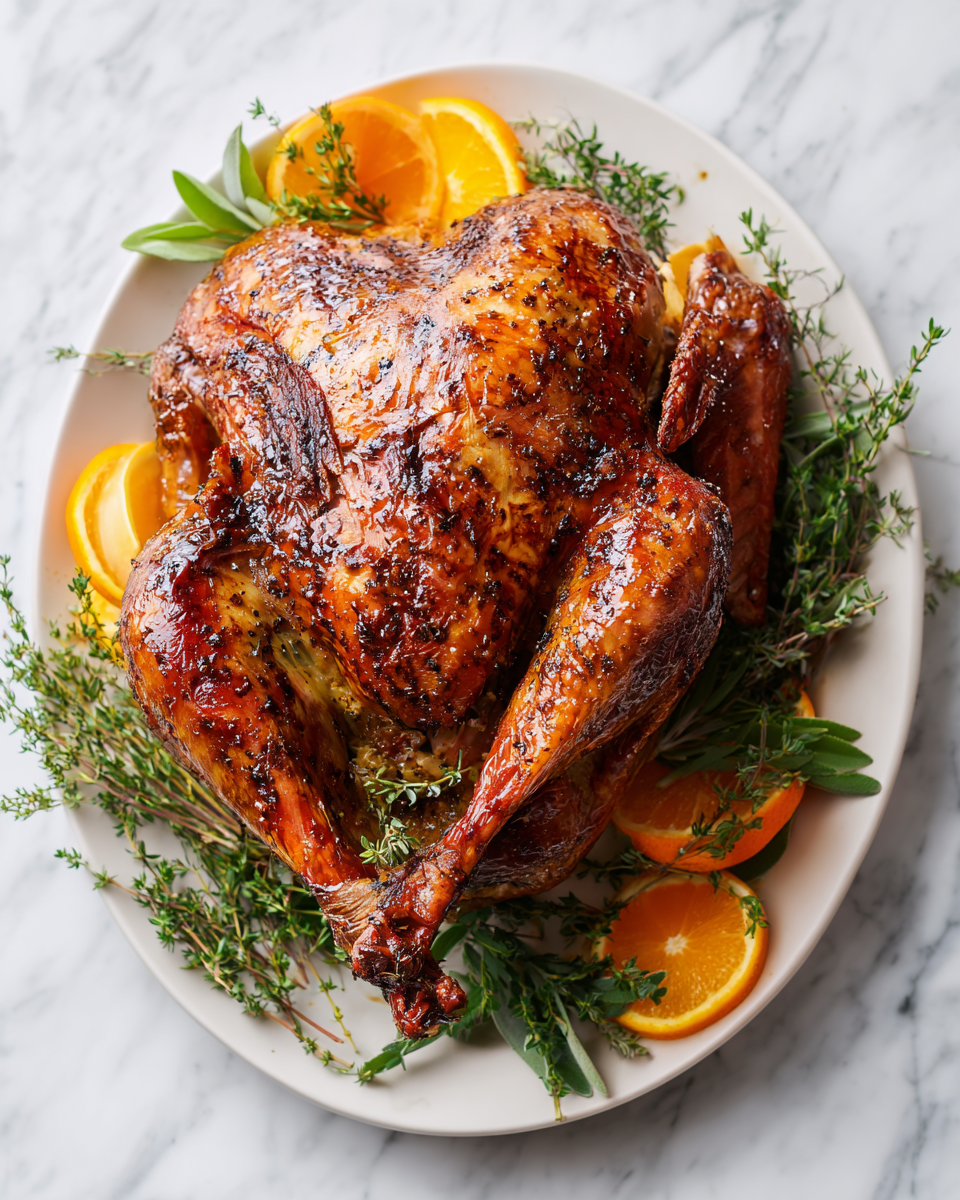 Dinde fumée au thé avec épices, recette succulente pour les fêtes, juteuse et savoureuse, idéale pour un repas en famille.