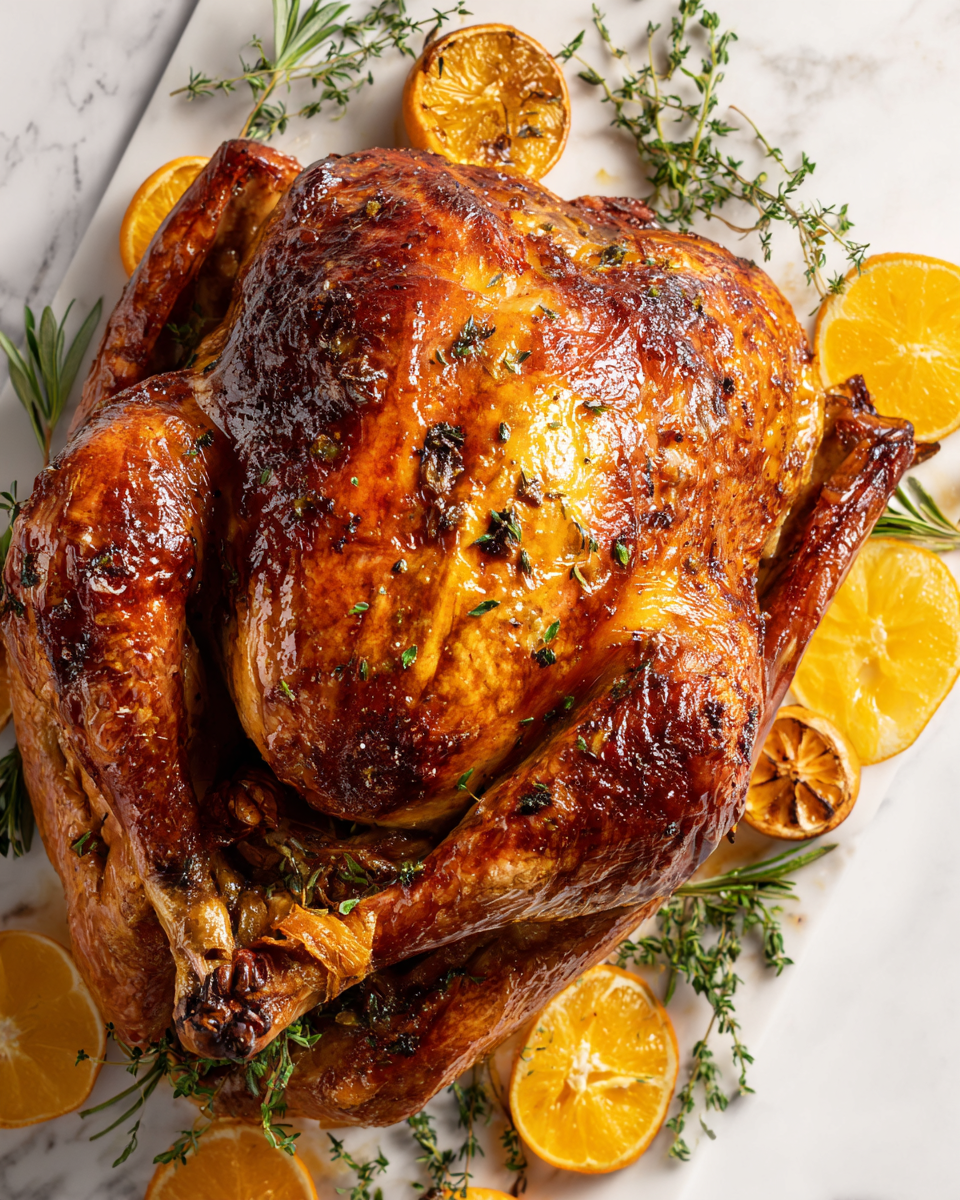 Dinde fumée au thé avec épices, recette succulente pour les fêtes, juteuse et savoureuse, idéale pour un repas en famille.