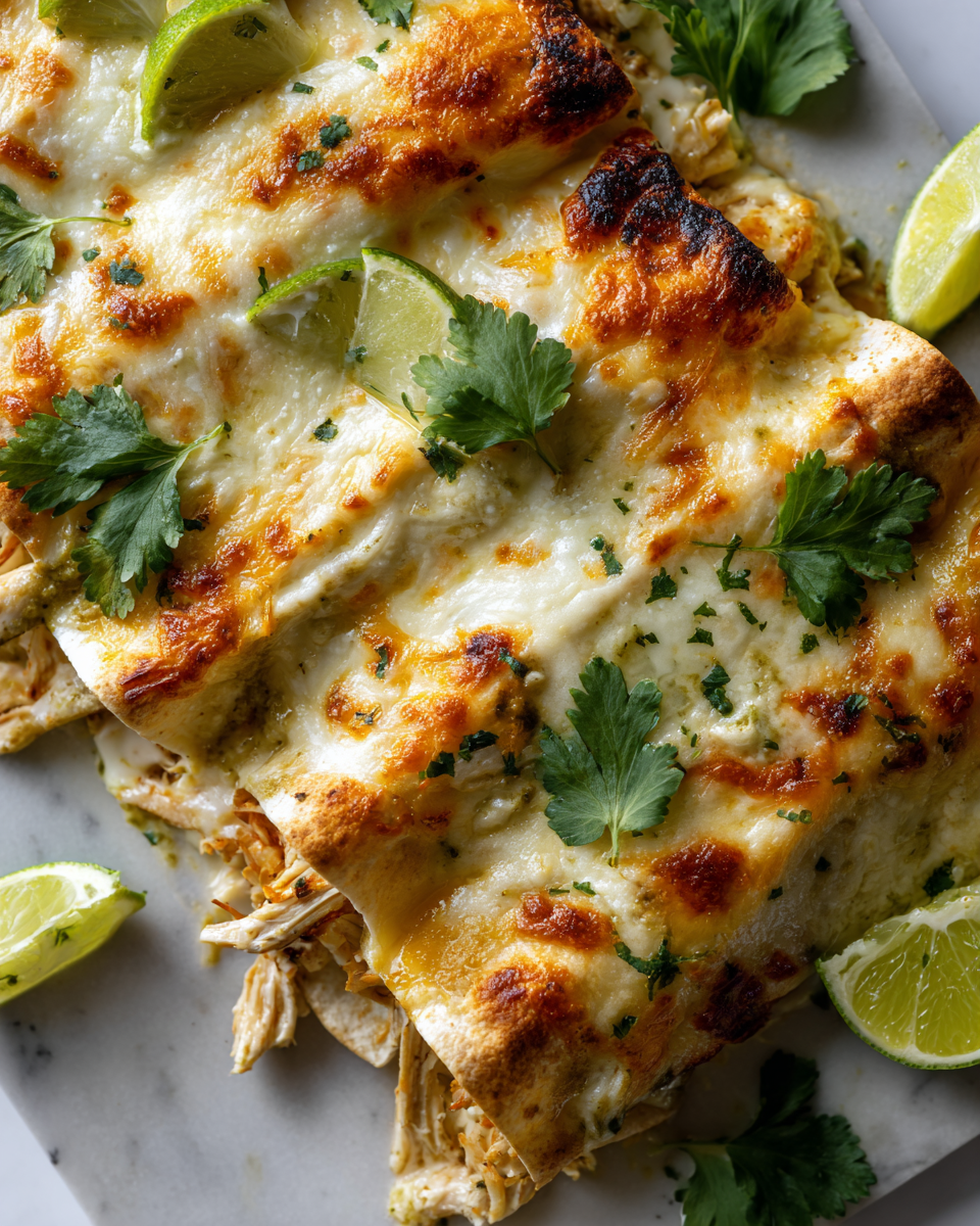 Enchiladas suizas crémeuses et réconfortantes, idéales pour les soirées d'automne.