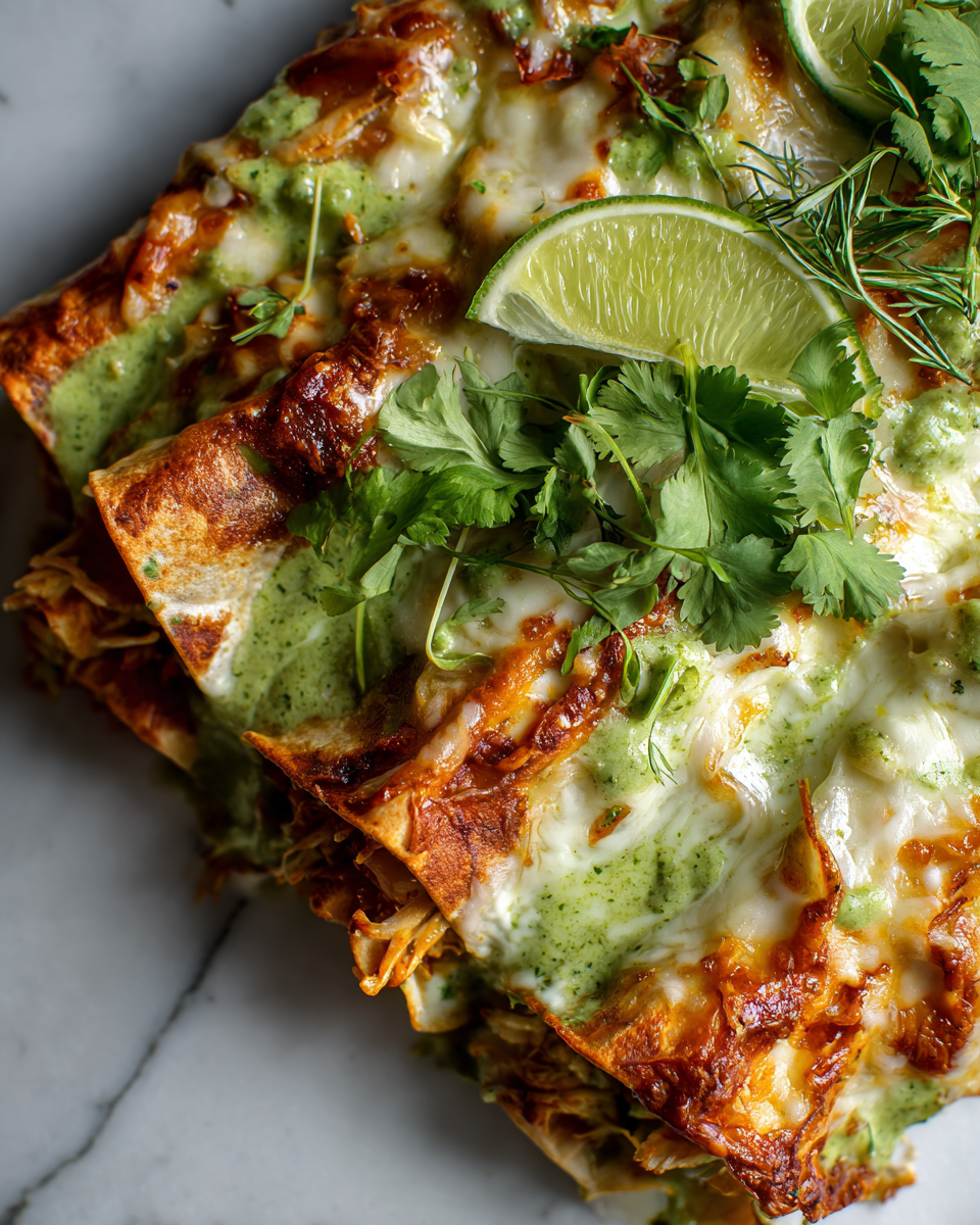 Enchiladas suizas crémeuses et réconfortantes, idéales pour les soirées d'automne.