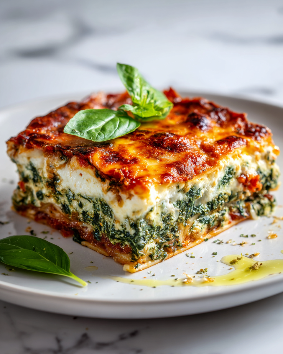 Lasagne aux épinards chaude et appétissante, parfaite pour les repas familiaux.