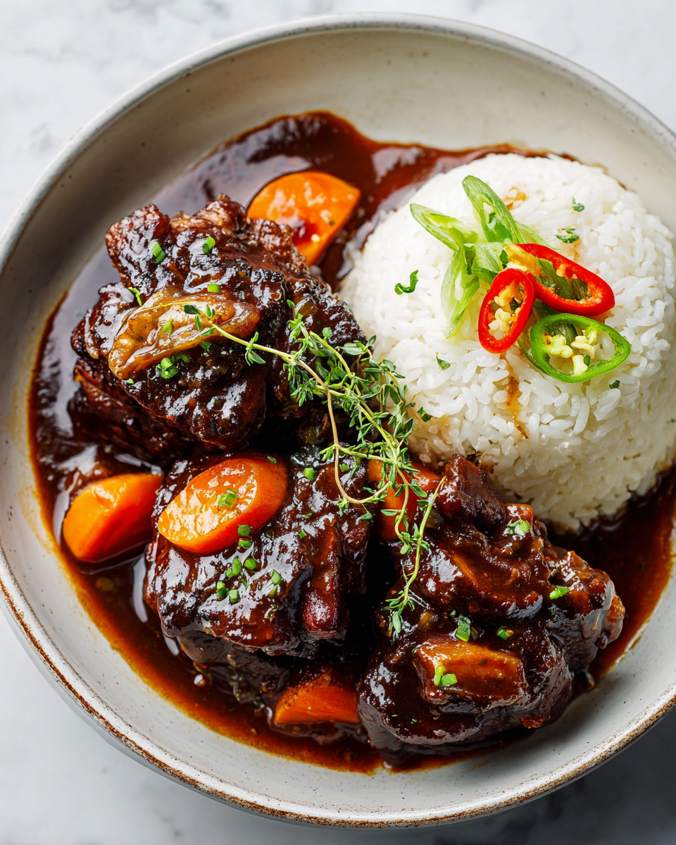 Savourez un Oxtail Jamaïcain Réconfortant Recette d'oxtail jamaïcain savoureuse, à braiser pour un plat réconfortant, riche en saveurs caribéennes, idéale pour les repas en famille.