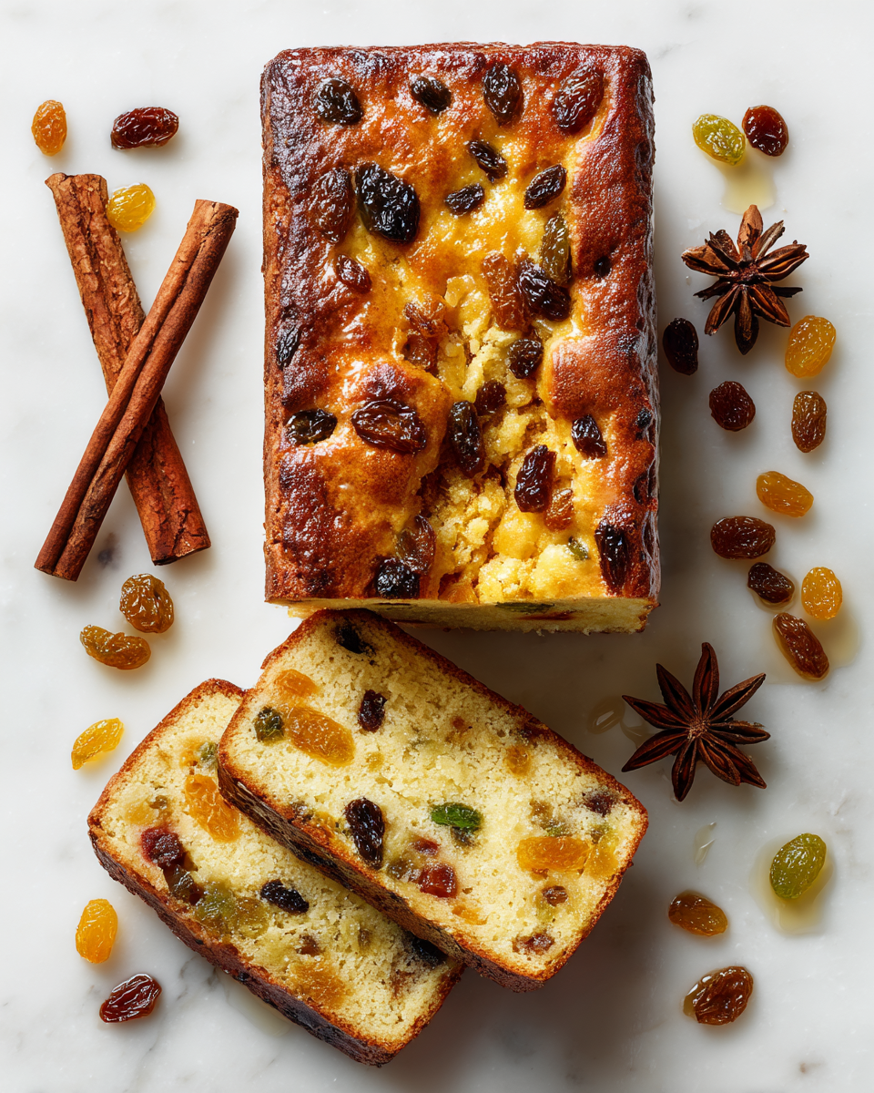 Pain Épicé Simnel décoré de pâte d'amande, parfait pour le petit-déjeuner de Pâques, avec fruits secs et épices aromatiques.
