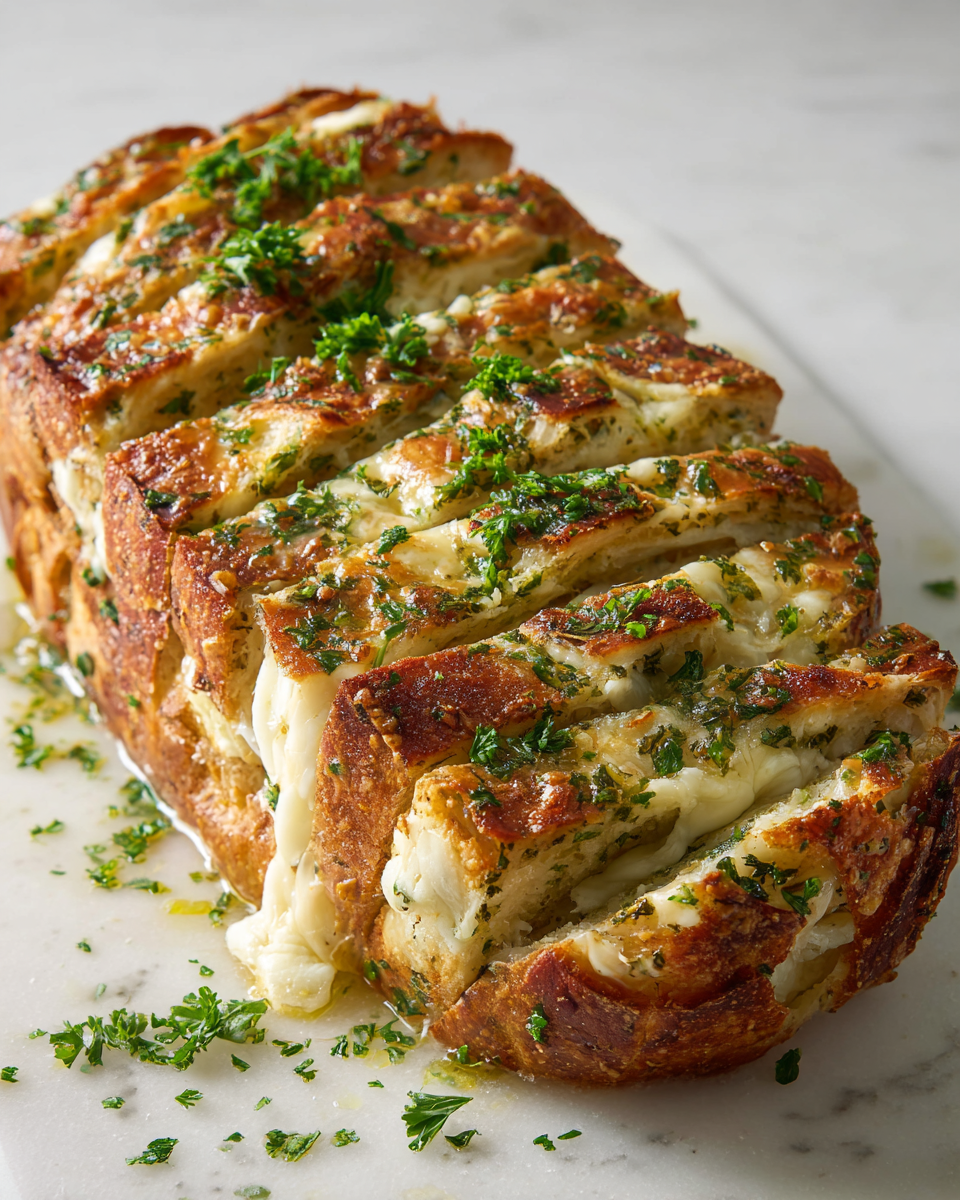 Pain Fromage à l'Ail et aux Herbes : Un Délice à Partager Pain au fromage fondant à l'ail et aux herbes, parfait pour les soirées conviviales.
