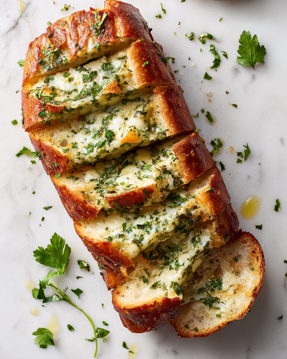 Pain Fromage à l'Ail et aux Herbes : Un Délice à Partager Pain au fromage fondant à l'ail et aux herbes, parfait pour les soirées conviviales.