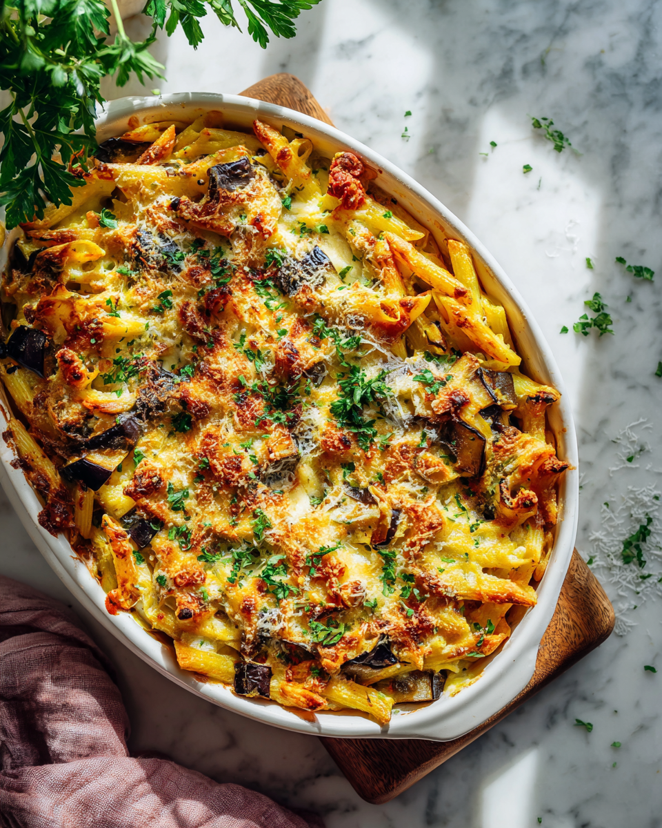Pastitsio végétarien, plat réconfortant méditerranéen avec pâtes et béchamel, idéal pour l'automne.