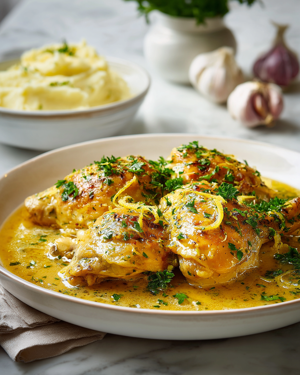 Recette de poulet au beurre à l'ail facile en mijoteuse, plat réconfortant parfait pour les soirées d'automne.