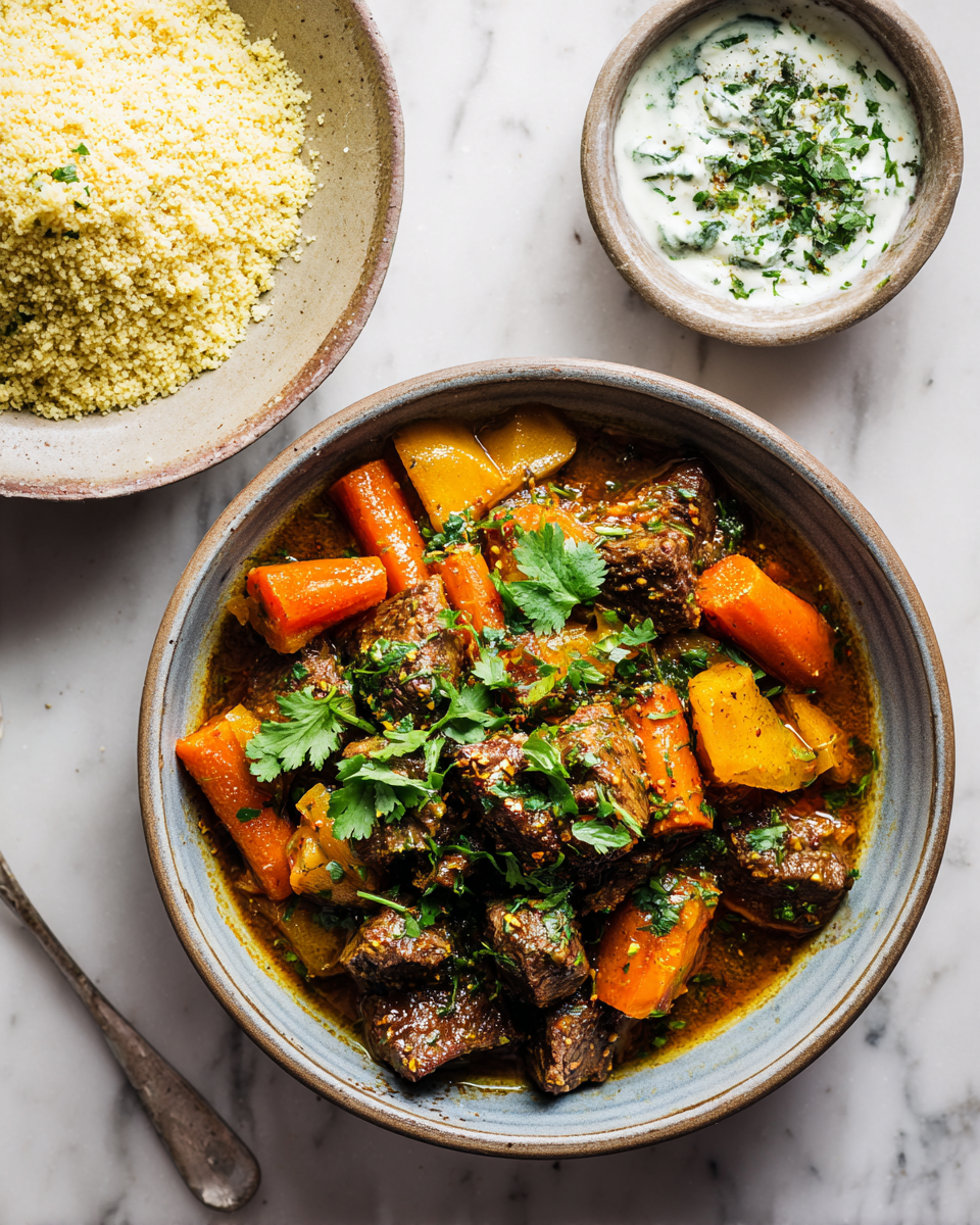 Ragoût de mouton persan aux carottes, plat mijoté réconfortant et savoureux pour l'hiver, avec épices et ingrédients frais.