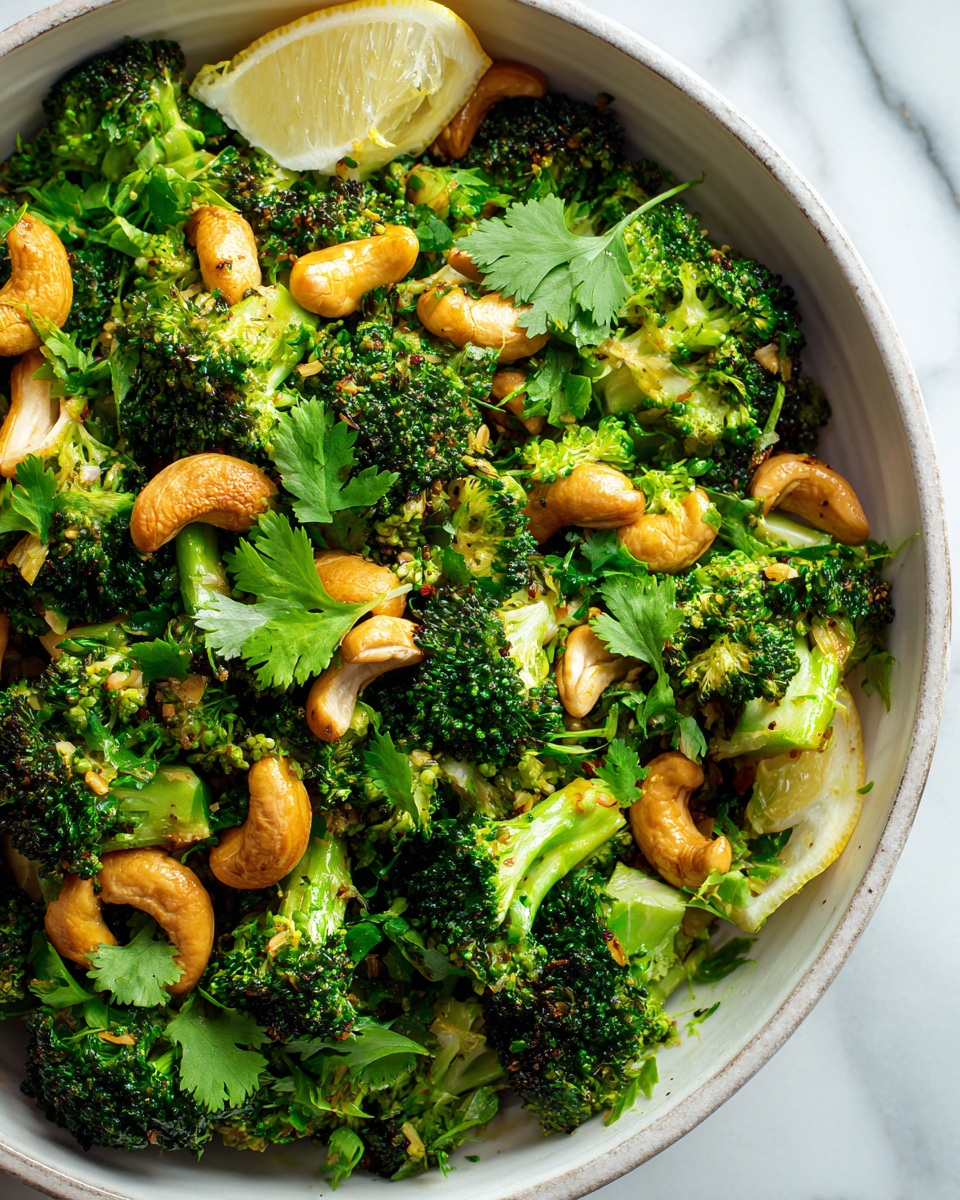 Savoureux Sauté de Brocoli au Gingembre et Noix de Cajou sauté de brocoli au gingembre et noix de cajou en plat coloré avec des ingrédients frais