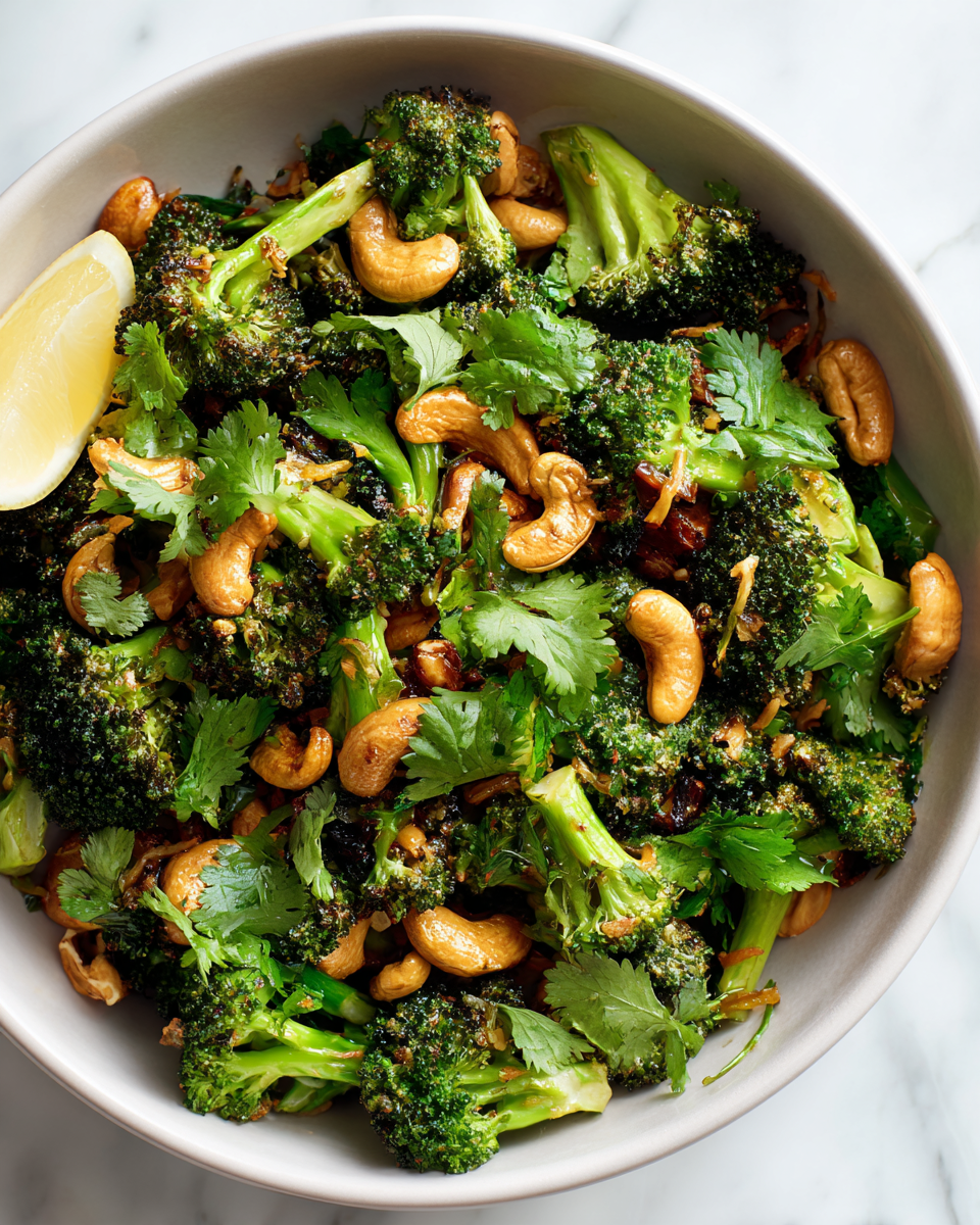 Savoureux Sauté de Brocoli au Gingembre et Noix de Cajou sauté de brocoli au gingembre et noix de cajou en plat coloré avec des ingrédients frais