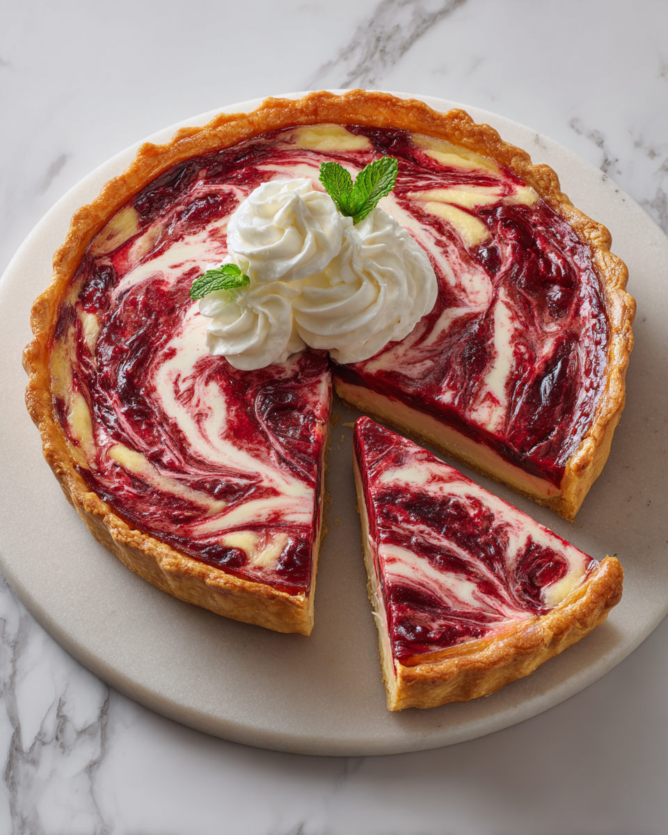 Savourez une Délicieuse Tarte aux Cerises Crème Sure Tarte aux cerises crémeuse avec crème aigre, idéale pour l'été.