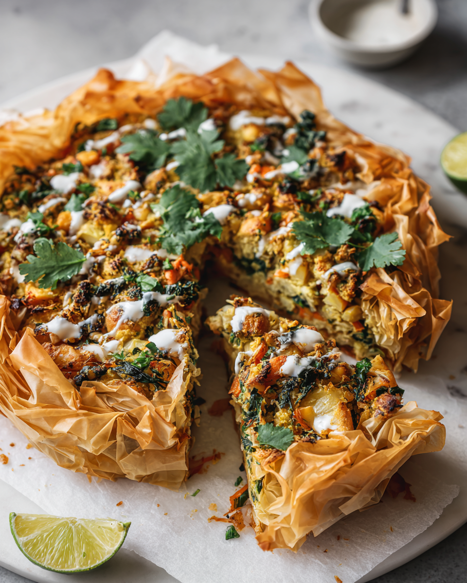 tarte filo au curry réconfortante et délicieuse