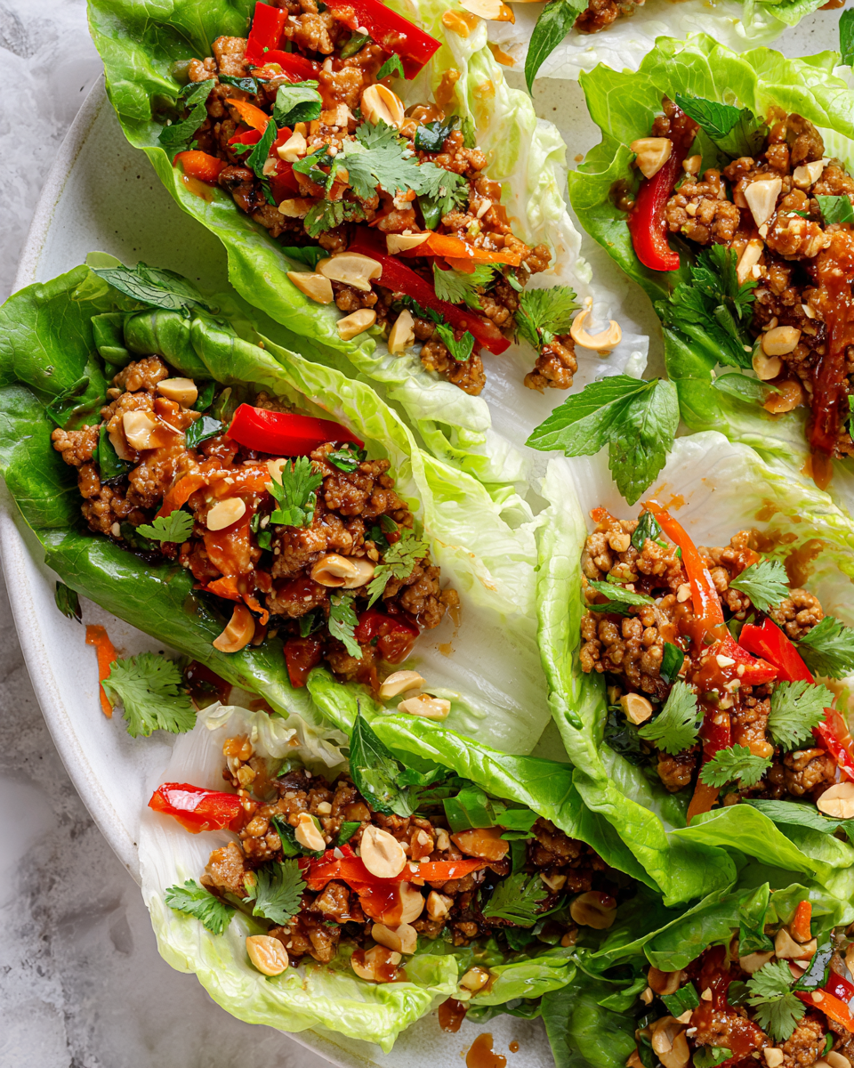 Wraps de laitue dinde asiatique, recette légère et savoureuse