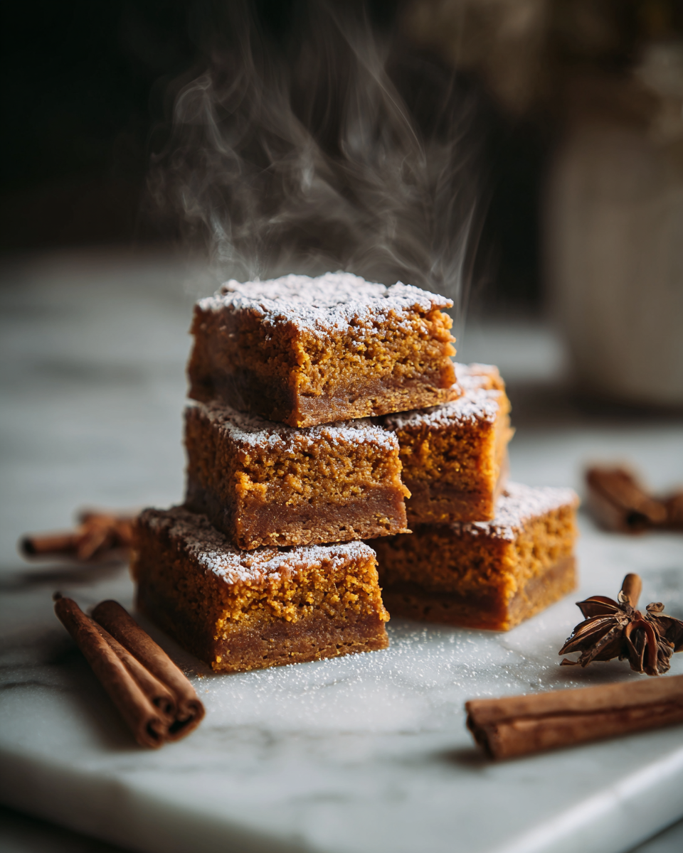Savourez ces Délicieuses Barres de Pain d'Épice Barres de biscuits au pain d'épice avec glaçage sucré, dessert d'automne parfait pour les fêtes.