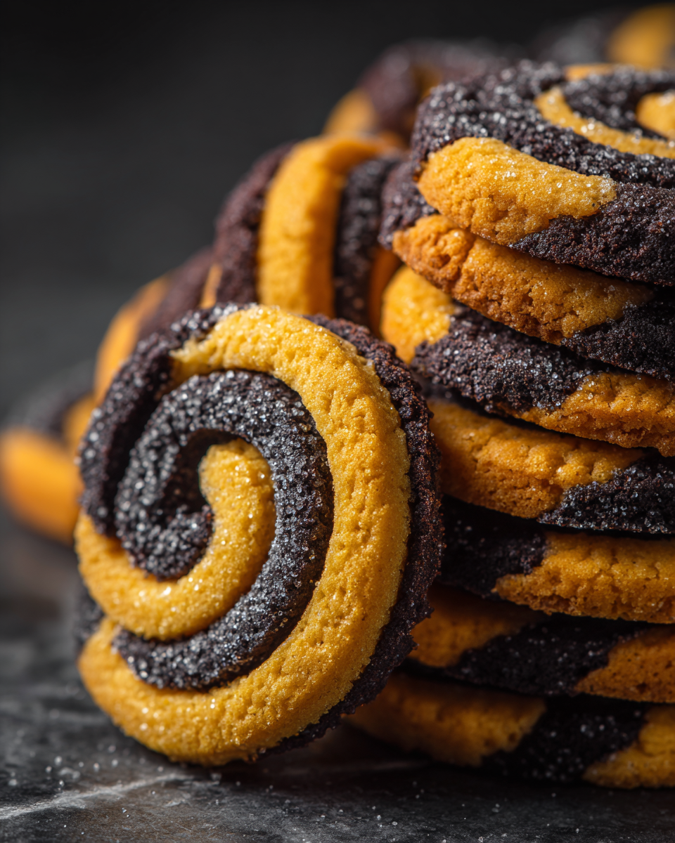 Cookies noir et blanc en spirale, délicieux et festifs, parfaits pour les rassemblements familiaux.