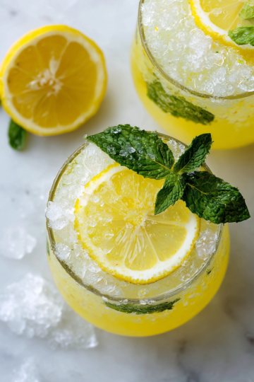 Limonade maison rafraîchissante servie avec des tranches de citron et de la menthe, recette estivale facile et rapide.