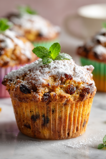 Muffins Simnel aux fruits secs et pâte d'amande, délicieux pour Pâques
